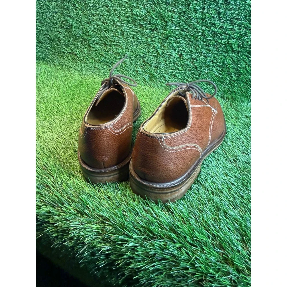 Zelli‎ Brown Pebbled Leather Oxford Split Toe Shoes Mens 8.5 M Made in Italy